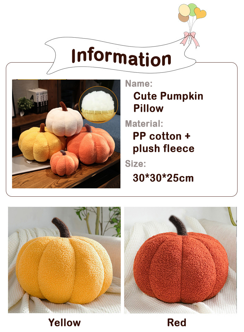 Cute Pumpkin Pillow Plush Stuffed 3D Toy-7